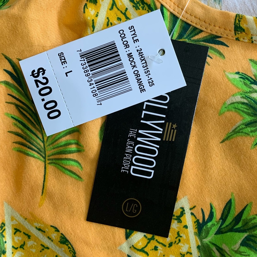 NWT Hollywood pineapple cotton tank L - Picture 4 of 6